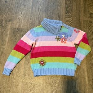 NWOT Hanna Andersson Multicolored Striped Floral Appliqué Sweater Girls size 130